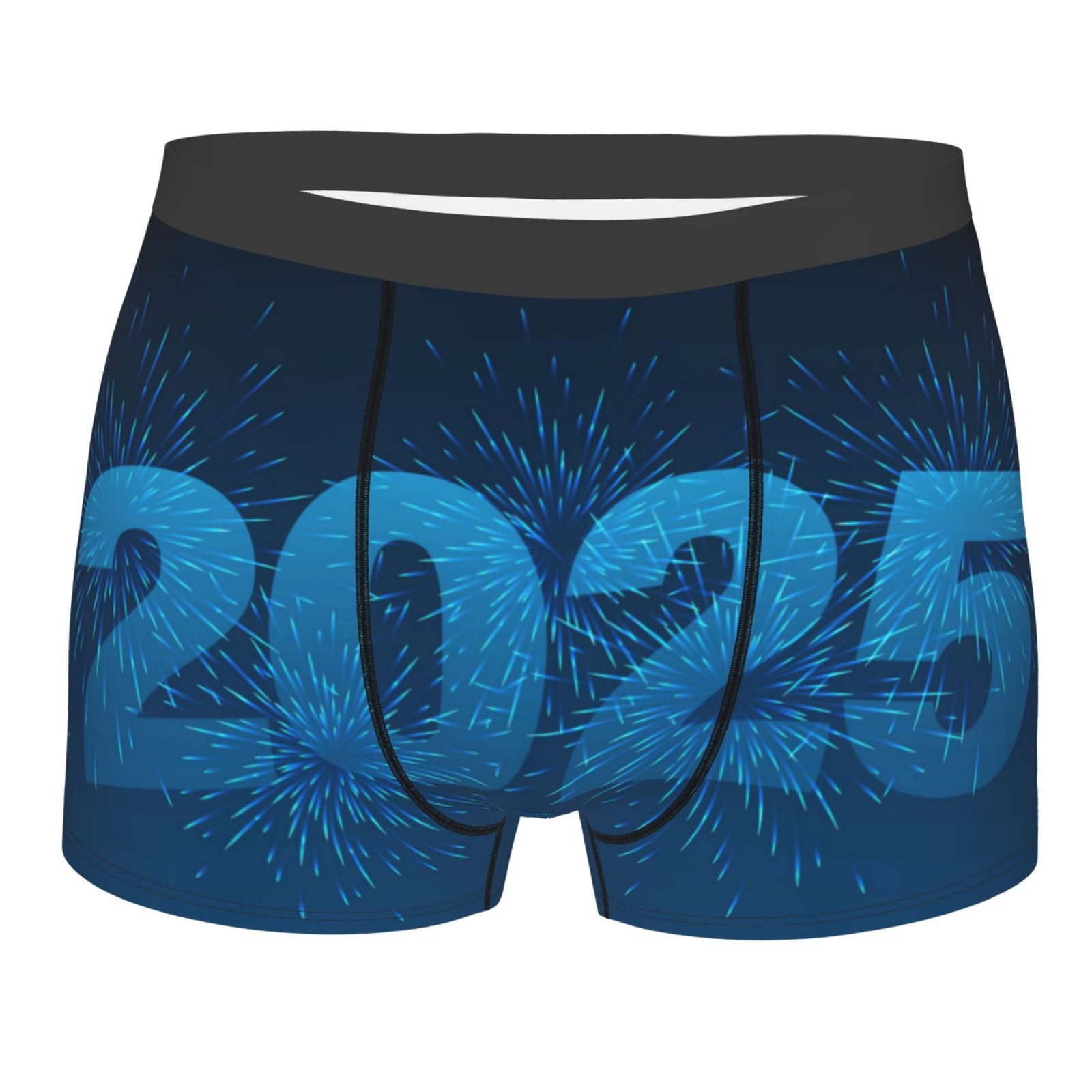 Rateoe Happy New Year 2025 A Mens Boxer Briefs Poly Spandex Performance Boxer Briefs Underwear