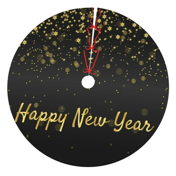 Rateoe Happy New Year Print Christmas Tree Skirt 36" for Xmas Holiday New Year Party Circle Tree Mat Ornaments Decoration