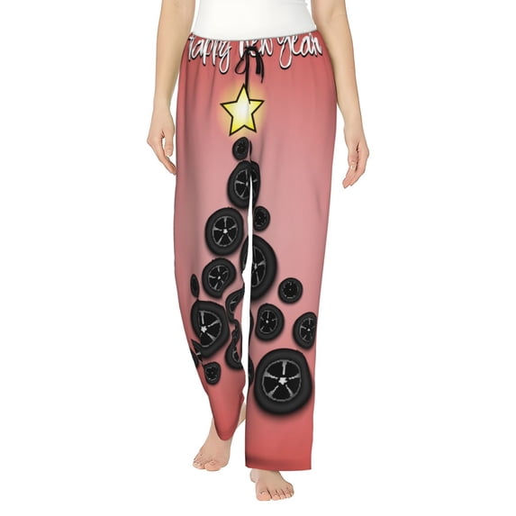Rateoe Happy New Year3 Pattern Women’s Ultra-Soft Comfy Pajama Lounge Pants Sleepwear,Comfortable Lounge Wear,lightweight Pajamas, Casual Home Wear-Large