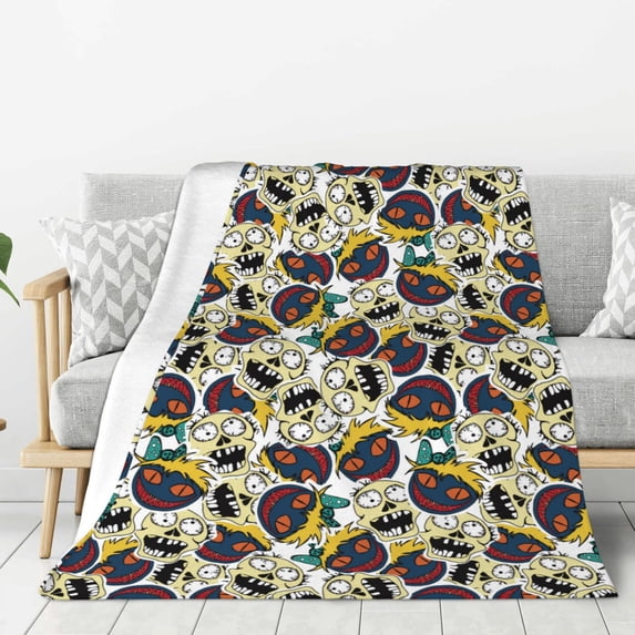Rateoe Happy Skeleton Pattern Flannel Throw Blanket, Ultra-soft Blanket for Bed, Couch, Car, Hypoallergenic Anti-pilling blanket-40"x30"(Vertical)