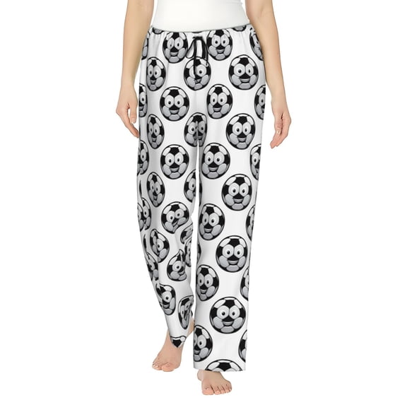 Rateoe Happy Soccer Pattern Women’s Ultra-Soft Comfy Pajama Lounge Pants Sleepwear,Comfortable Lounge Wear,lightweight Pajamas, Casual Home Wear-Small