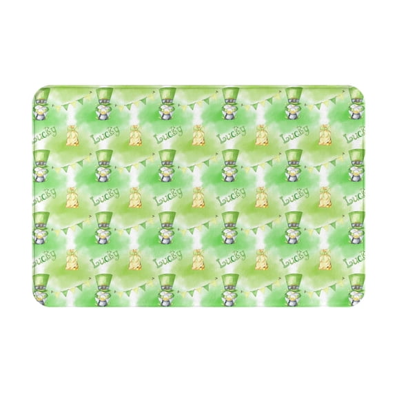 Rateoe Happy St. Patrick's Day Pattern Flannel Door Mat Indoor Outdoor Entrance, Waterproof All-Weather Doormat,Fade Resistant, Low Profile Entryway Mat 16x24in