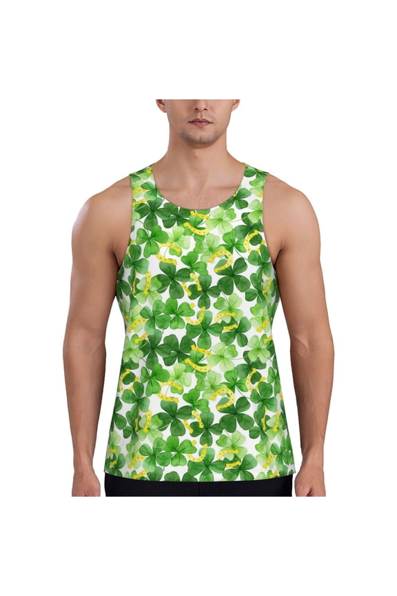 Happy St. Patrick's Day Pattern Sleeveless Gym Shirt Muscle Tee Breathable Workout Shirt Slim-Fit Tank Quick Dry Fit Muscle Tank Top Bodybuilding Sleeveless T Shirt-Small