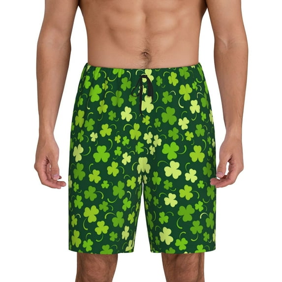 Rateoe Happy St. Patrick's day Print Men's Lounge Shorts – Soft & Breathable Pajama Bottoms with Pockets, Elastic Waistband, Lightweight Sleepwear for Nightwear & Loungewear-3X-Large