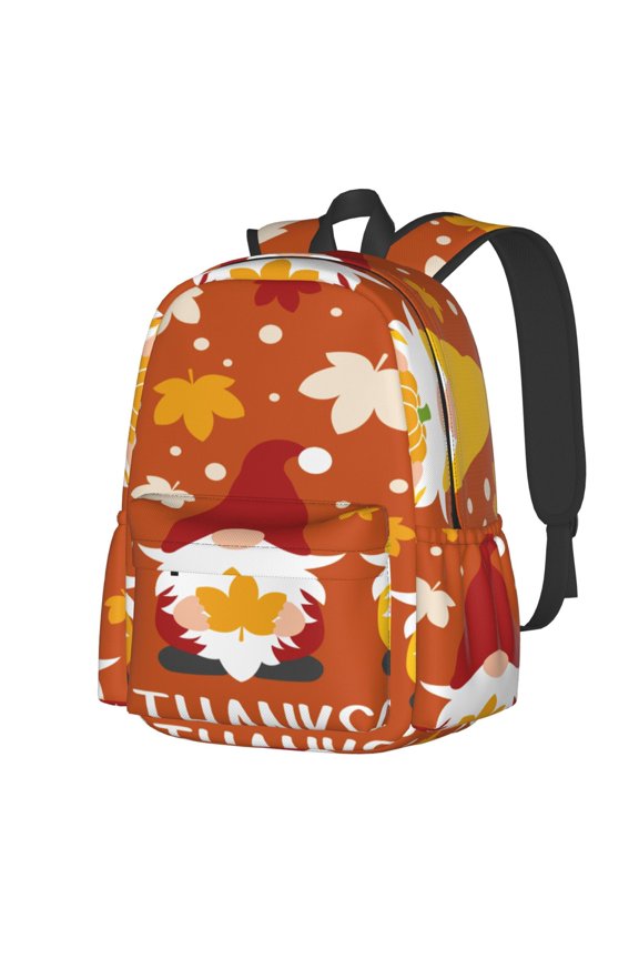 Happy Thanksgiving Three Gnomes Pattern Student Backpack,Backpack for School,Lightweight Bag,Travel Backpack,Outdoor Backpack,Large Capacity Backpack