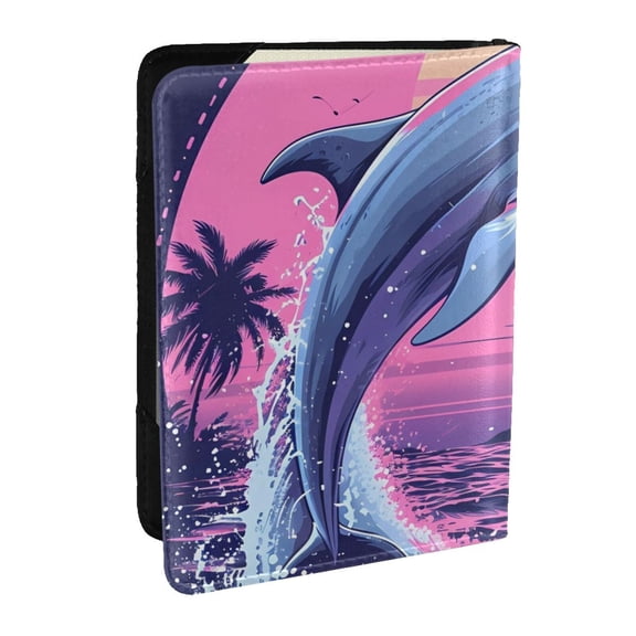 Rateoe Hawaiian Beach Dolphin Pattern Passport Holder Wallet Leather Mulit-purpose Travel Wallet Credit Cards Case ,Passport Cover for Women Men-6.5 in