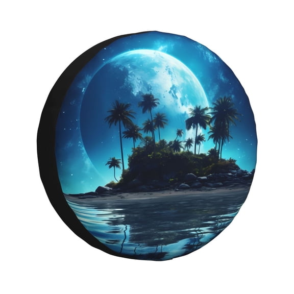 Rateoe Hawaiian Beach Pirate Moon Pattern Tire Cover Wheel Protectors Weatherproof Wheel Covers Universal Fit for Trailer Rv SUV Truck Camper Travel Trailers Accessories-15 inch