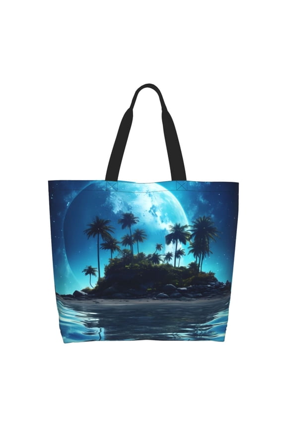 Hawaiian Beach Pirate Moon Tote Bag - Waterproof Lightweight Handbags Travel Shoulder Bag for Hiking Yoga Gym Swimming Travel Beach