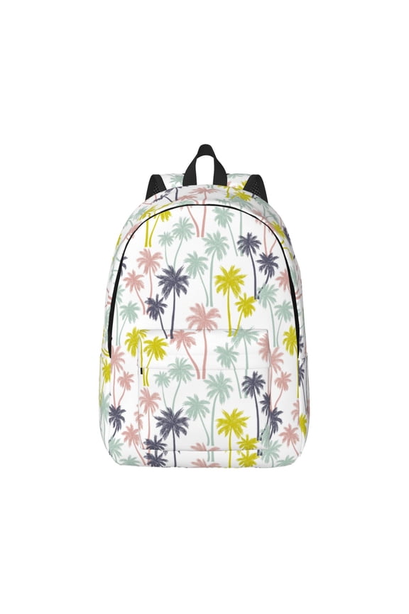 Hawaiian Coconut Tree Pattern Canvas College Laptop Backpack,Travel Daypack,Durable Rucksack Travel Notebook Bag School Backpack Book Bag for Men Women-Small