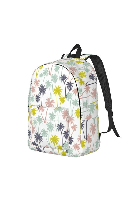 Hawaiian Coconut Tree Pattern Durable Canvas Backpack for Men & Women – Stylish & Lightweight – Adjustable Straps, Multiple Pockets – Fits 15-17 Inch LaptopsSmall