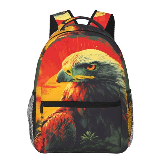 Rateoe Hawaiian Style Bald Eagle Pattern Casual Backpack for School, Work, Travel – Adjustable Straps, Multiple Compartments – Ergonomic Design, Fits Laptops and Tablets