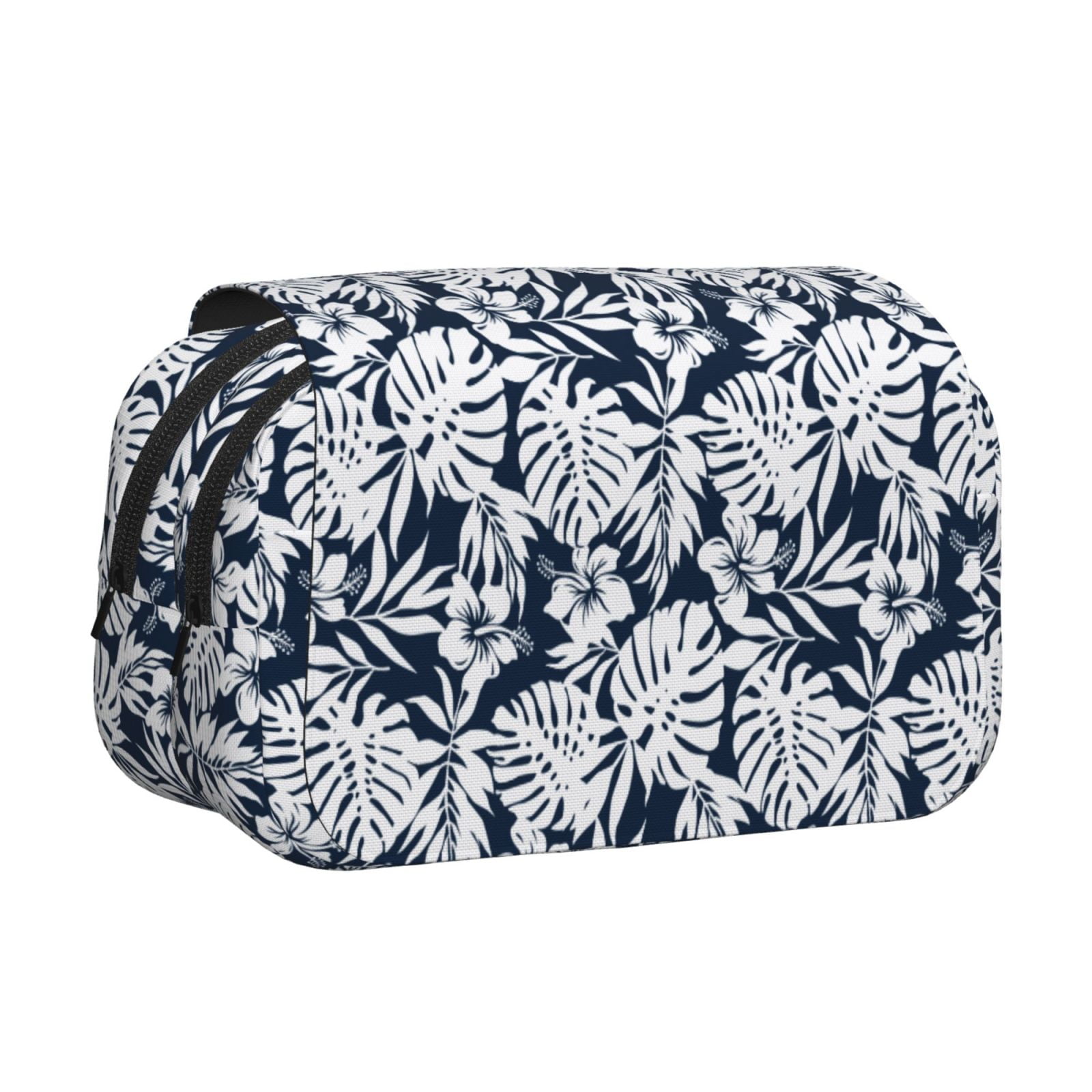 Rateoe Hawaiian Style Pattern Double Clamshell Pen Case, Storage Organizer with Two Zipper Compartments– Holds Up to 50 Pencils & Pens