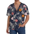 thumbnail image 1 of Rateoe Hawaiian Style Pattern Men's Short Sleeve Classic Shirt, Casual Short-Sleeved Shirt, Lightweight Summer Shirt, Cuban Collar Shirt,Button-Front Shirt-4X-Large, 1 of 5