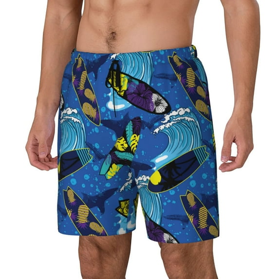 Rateoe Hawaiian Style Pattern Men’s Swim Shorts with Compression Liner – Double-Layered Quick-Dry Swimwear, Comfortable & Stretchy Beach Shorts-3X-Large