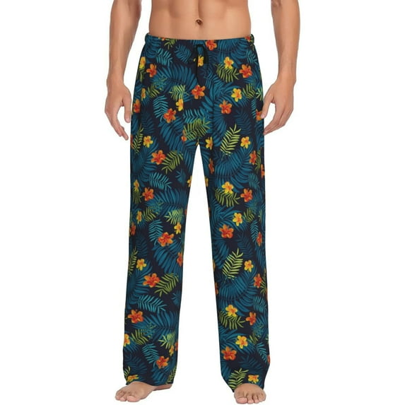 Rateoe Hawaiian Style Pattern Men’s Ultra-Soft Comfy Pajama Lounge Pants Sleepwear,Comfortable Lounge Wear,lightweight Pajamas, Casual Home Wear-Medium
