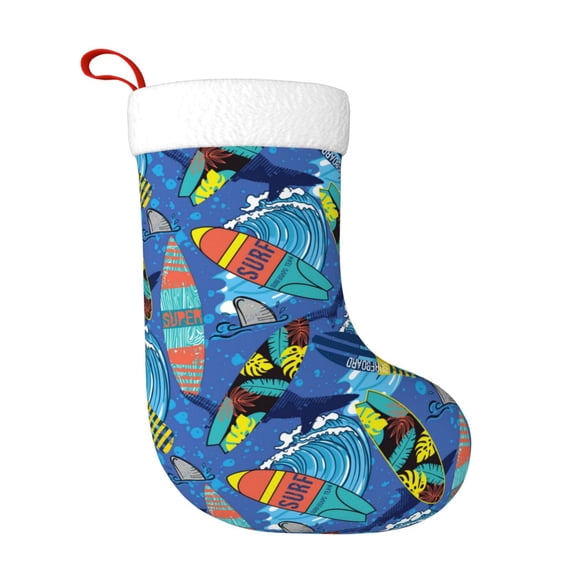 Rateoe Hawaiian Style Print Christmas Stockings,18 Inch Large Christmas Stockings Decoration Ornaments for Holiday Home Fireplace Indoors