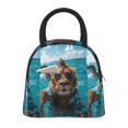 thumbnail image 1 of Rateoe Hawaiian Swimming Lion Pattern Lunch Bag Women, Lunch Box, Lunch Bag, Small Leakproof Lunch Tote Large Capacity Reusable Insulated Cooler Lunch Container, 1 of 6