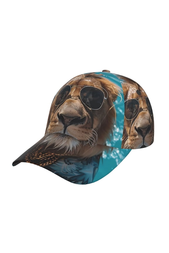 Hawaiian Swimming Lion Pattern Mens Baseball Cap  Adjustable Curved Brim Hat, Soft Cotton Sports Cap for Outdoor, Casual, and Everyday Wear, Comfortable & Breathable