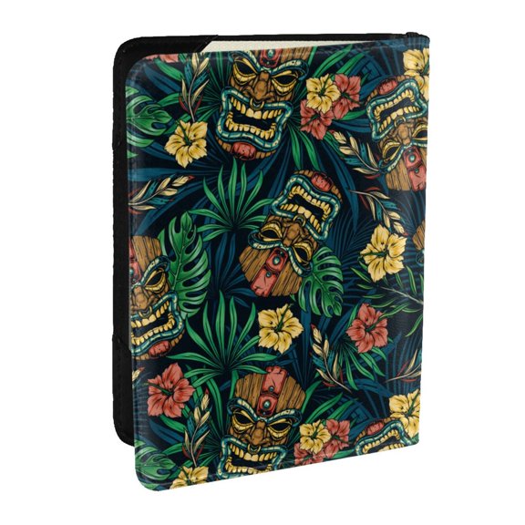 Rateoe Hawaiian Tribal Mask Pattern Passport Holder Wallet Leather Mulit-purpose Travel Wallet Credit Cards Case ,Passport Cover for Women Men-6.5 in