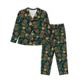 thumbnail image 1 of Rateoe Hawaiian Tribal Mask Pattern Womens Pajamas Set Long Sleeve Sleepwear Button Down Nightwear Soft Cotton Pj Lounge Sets, 1 of 9