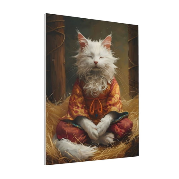 Rateoe Haystack Meditating Cat Pattern Decorative Picture – Unique Modern Wall Art, Ready-to-Hang Canvas Print for Home (Vertical)