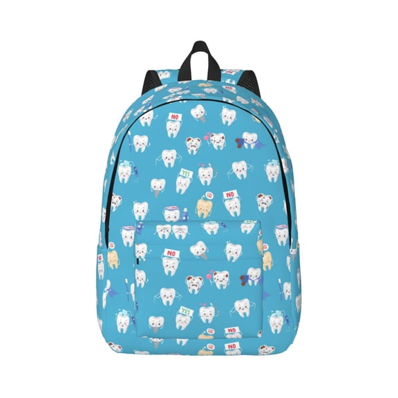 Rateoe Healthy And Ill White Teeth Pattern Canvas College Laptop Backpack,Travel Daypack,Durable Rucksack Travel Notebook Bag School Backpack Book Bag for Men Women-Small
