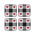 thumbnail image 1 of Rateoe Heart Black Buffalo Plaid Gingham Drawing Drink Coasters Set of 4 Leather Coasters Spill Protection for Table Desk,Durable and Non Slip Leather Coaster ,4 Inches Drink Mats-Square, 1 of 6