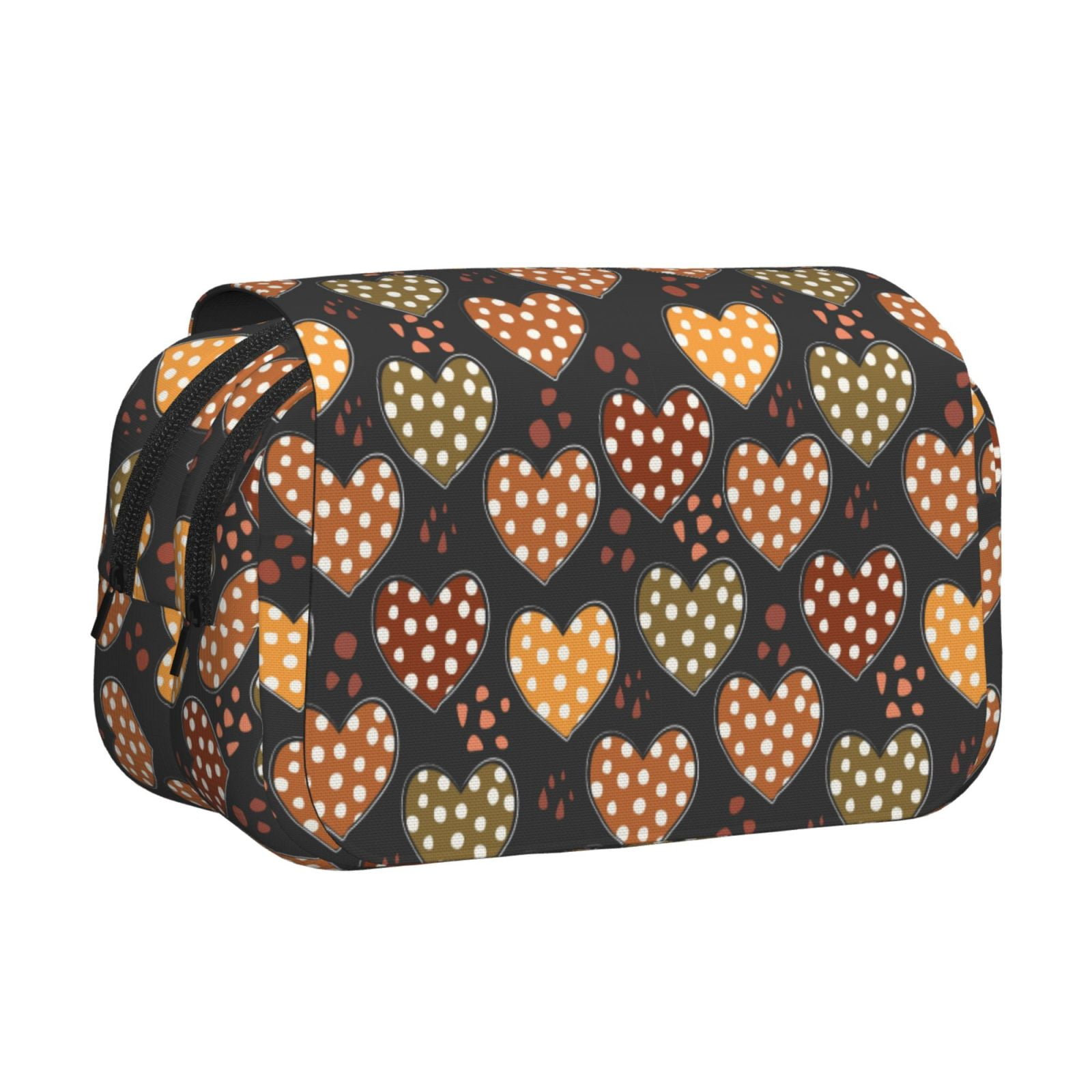 Rateoe Heart Pattern Double Clamshell Pen Case, Storage Organizer with Two Zipper Compartments– Holds Up to 50 Pencils & Pens