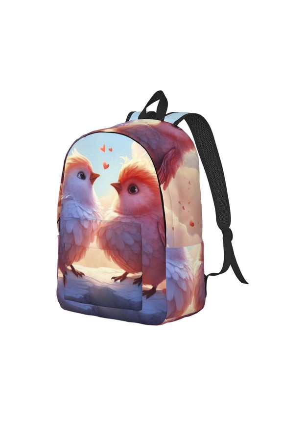 Heart Sky Bird Couple Pattern Durable Canvas Backpack for Men & Women – Stylish & Lightweight – Adjustable Straps, Multiple Pockets – Fits 15-17 Inch LaptopsMedium