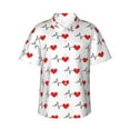 thumbnail image 1 of Rateoe Heartbeat Symbol Pattern Men’s Hawaiian Shirt – Short Sleeve Button-Down Tropical Beach Shirt, Lightweight & Breathable Casual Aloha Shirt with Pocket,XX-Large, 1 of 7
