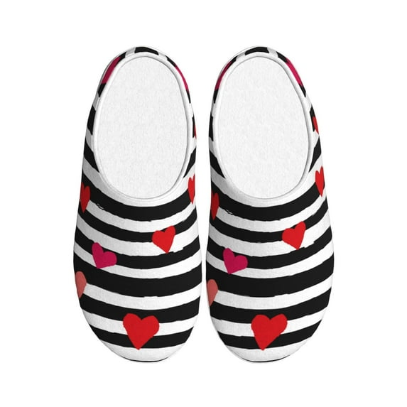Rateoe Hearts And Lines1 Print Women's Men's Cotton Knit Slippers Lightweight Memory Foam Indoor House Shoes with Anti-Skid Sole-40/41