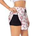thumbnail image 1 of Rateoe Hearts Printed 2 in 1 Women's Workout Shorts for Athletic Gym Running Shorts with Phone Pockets-Small, 1 of 7