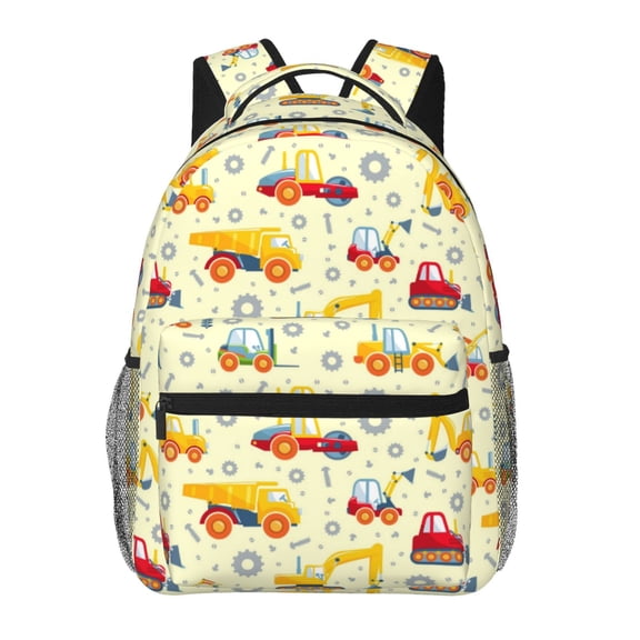 Rateoe Heavy Equipment Pattern Casual Backpack for School, Work, Travel – Adjustable Straps, Multiple Compartments – Ergonomic Design, Fits Laptops and Tablets