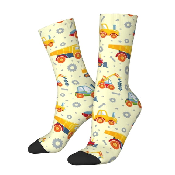Rateoe Heavy Equipment for Women Casual Calf Socks - Cute Crew Socks - Thin Soft Above Ankle Socks Size 5-11