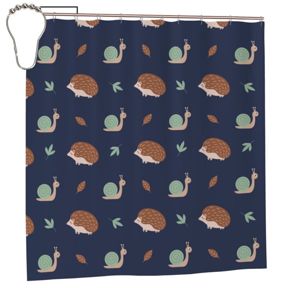 Rateoe Hedgehog And Snail Shower Curtain - Fancy Bathroom Shower Curtain Sets - Waterproof Shower Curtain with Hooks with 12 Plastic Hooks 72x72 Inches