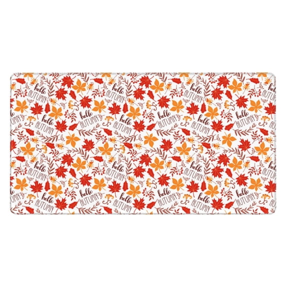 Rateoe Hello Autumn Maple Leaf Print Mouse Pad - Extended Large Gaming Mousepad,Non-Slip Stitched Edge,16x29.5 Inch