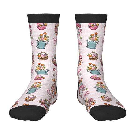 Rateoe Hello Easter Pattern Children's Socks, Socks Gifts ,kids Crew Soft Cotton Socks , Moisture-Wicking, Durable, Ideal for Daily Wear & Sports