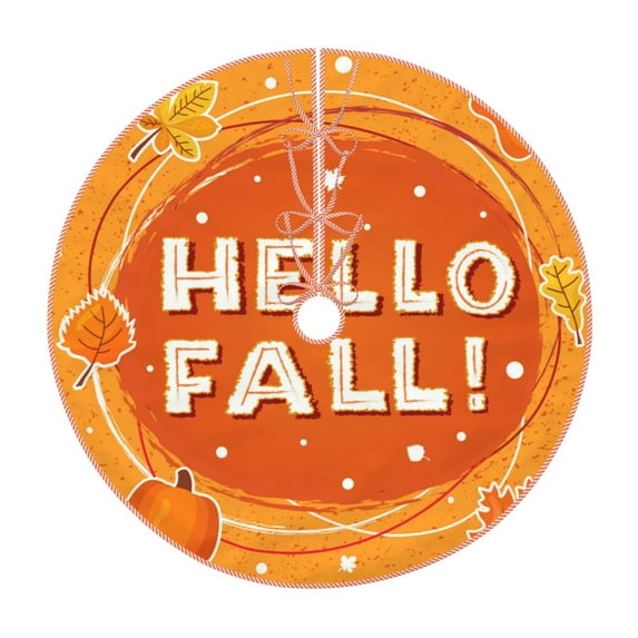 Rateoe Hello Fall 1 Pattern Christmas Tree Skirt with Ties, Christmas Tree Decorations, Farmhouse Christmas Decor Xmas Holiday Decorations-48"