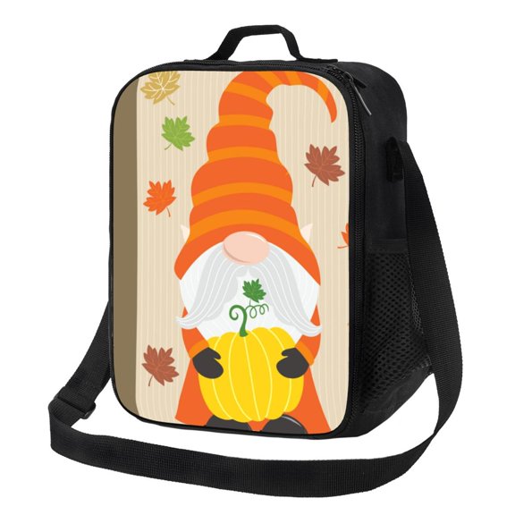 Rateoe Hello Fall Gnomes 1 Lunch Bag Reusable Lunch Box with Shoulder Straps for Men Women Insulated Portable Lunchbox for adults Suitable for School Work Picnic