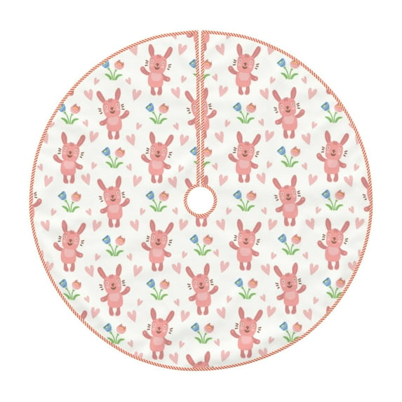 Rateoe Hello Rabbit Pattern Christmas Tree Skirt with Ties , Christmas Tree Decorations, Farmhouse Christmas Decor Xmas Holiday Decorations-48"