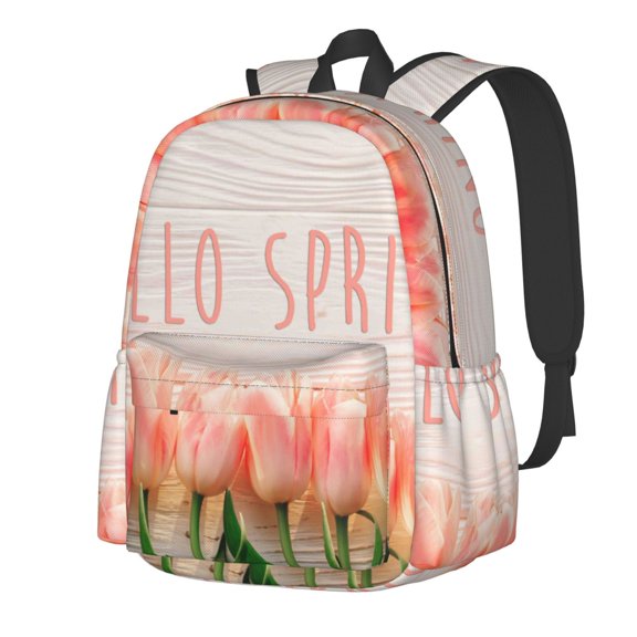 Rateoe Hello Spring Pattern Student Backpack,Backpack for School,Lightweight Bag,Travel Backpack,Outdoor Backpack,Large Capacity Backpack