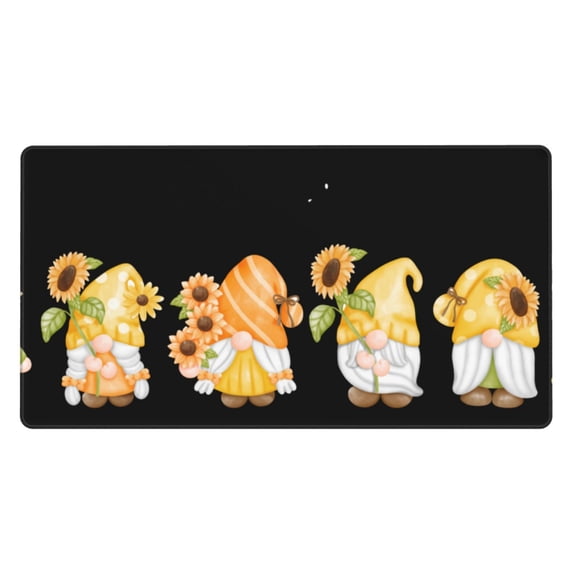 Rateoe Hello Spring Sunflower Gnomes Print Mouse Pad - Extended Large Gaming Mousepad,Non-Slip Stitched Edge,16x29.5 Inch