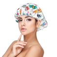 thumbnail image 1 of Rateoe Hello Summer Cat Pattern Silk Satin Hair Bonnet for Sleeping, Adjustable Sleep Cap Turban for Women , Curly Straight Hair Long Large Braid, 1 of 6