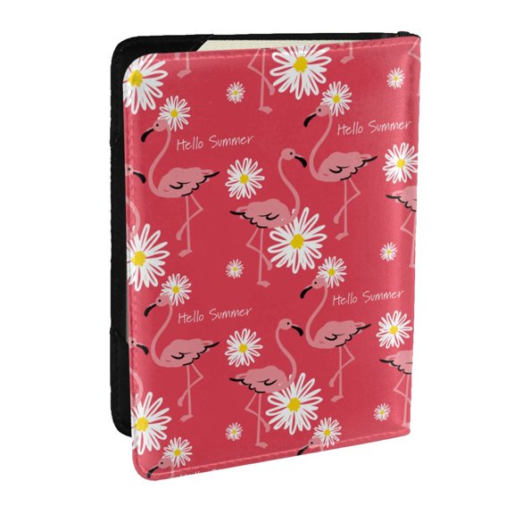 Rateoe Hello Summer Flamingo Pattern Passport Holder Wallet Leather Mulit-purpose Travel Wallet Credit Cards Case ,Passport Cover for Women Men-6.5 in