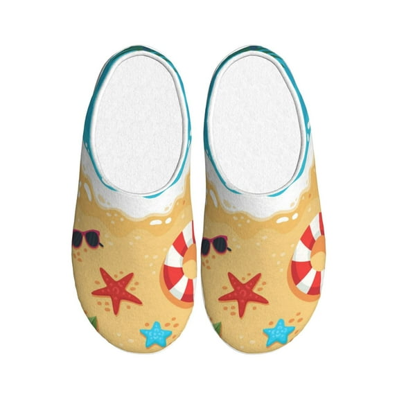 Rateoe Hello Summer1 Print Women's Men's Cotton Knit Slippers Lightweight Memory Foam Indoor House Shoes with Anti-Skid Sole-42/43