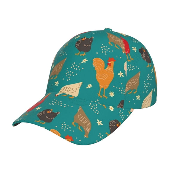 Rateoe Hens And Rooster Pattern Baseball Cap Outdoor Cap Mountain Dad Hat - Unstructured Soft Cotton Cap-Adjustable UV Protection Cap
