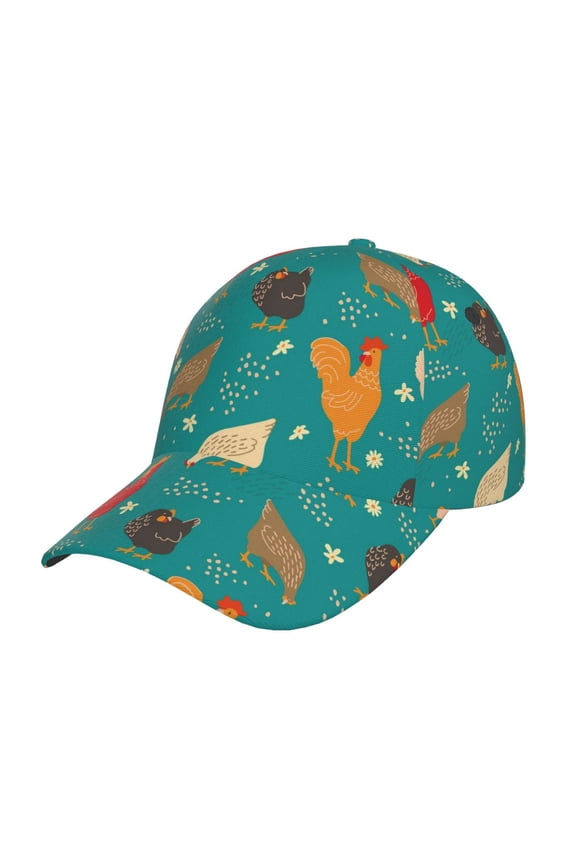 Hens And Rooster Pattern Baseball Cap Outdoor Cap Mountain Dad Hat - Unstructured Soft Cotton Cap-Adjustable UV Protection Cap
