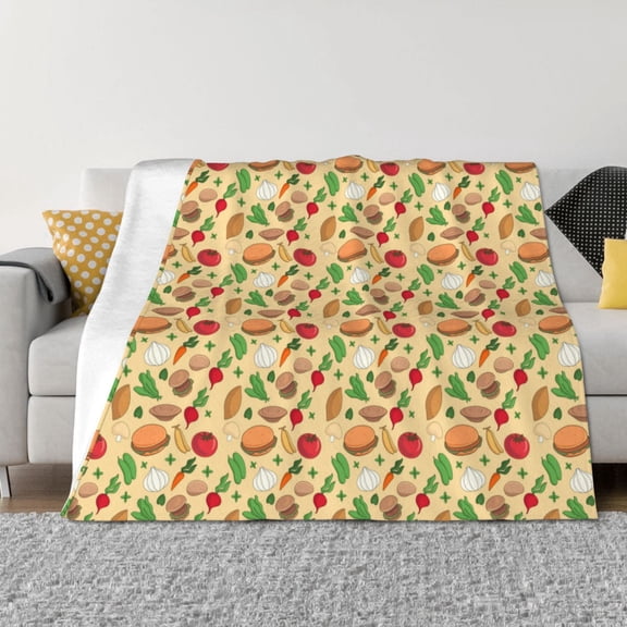 Rateoe Herb Of Burger Pattern Flannel Throw Blanket, Ultra-soft Blanket for Bed, Couch, Car, Hypoallergenic Anti-pilling blanket-40"x30"(Horizontal)