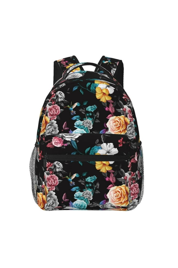 Hibiscus Rose Pattern Casual Backpack for School, Work, Travel  Adjustable Straps, Multiple Compartments  Ergonomic Design, Fits Laptops and Tablets