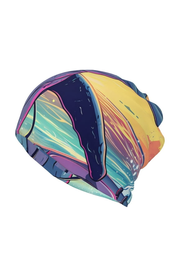 Hip-Hop DJ Dolphin Cotton Slouchy Beanie Hat for Men/Women,Lightweight Oversize Large Thin Skull Cap Night Sleeping Cap